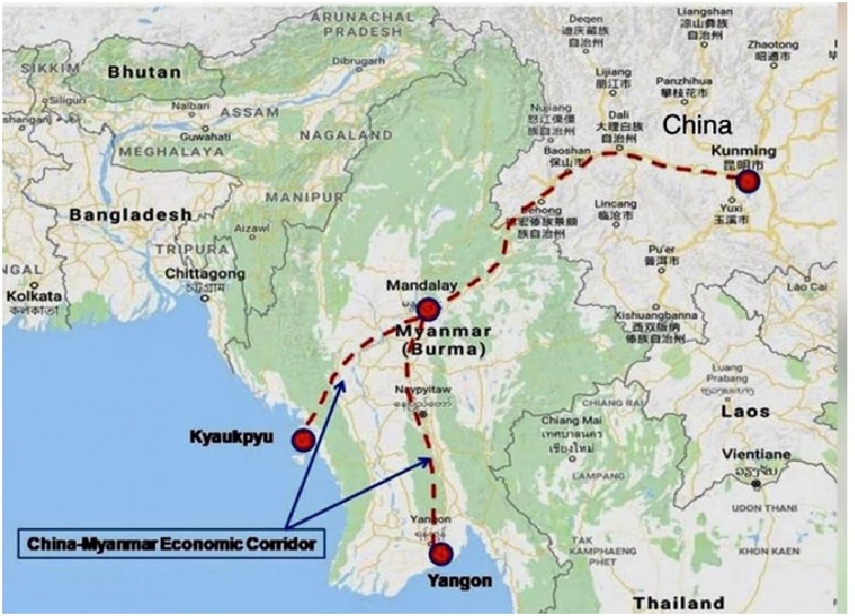 Map of China-Myanmar Economic Corridor (CMEC)