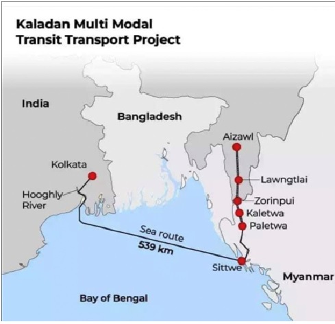 Map of Kaladan Multi Modal Transit Transport Project